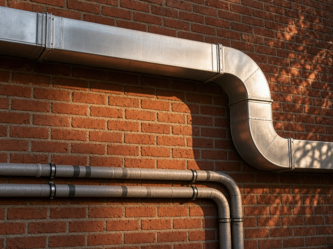 Ductwork against brick on a mechanical repair